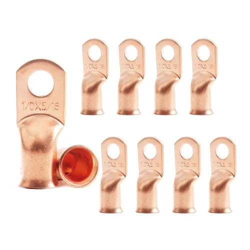Miniatura 48 de 2/0 AWG 5/16" Stud (25 piezas), terminal de anillo de batería resistente, conectores de calibre 00, lengüetas de alambre de cobre 2/0, terminales