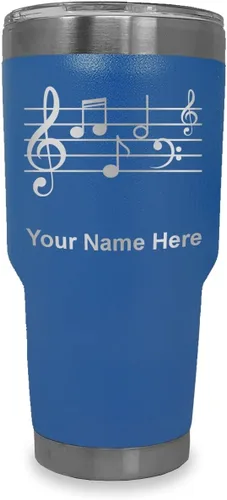 Miniatura 20 de LaserGram Vaso aislado al vacío de 20 onzas, personal de música, grabado personalizado incluido (negro)