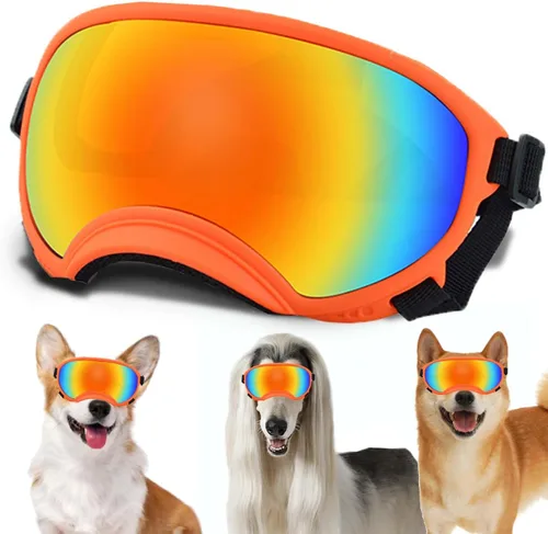 Miniatura 39 de Gafas de sol grandes para perros con correa ajustable, protección UV, a prueba de victorias, adecuadas para perros medianos y medianos
