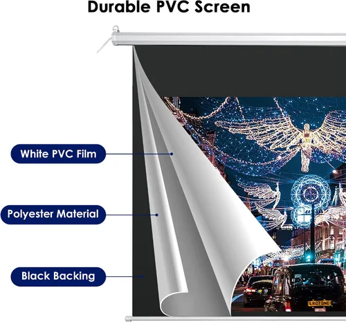 Miniatura 4 de Yescom Pantalla de proyección motorizada de 92 pulgadas con control remoto 16:9 4K 3D HD Pantalla de proyector eléctrico montado en la pared techo