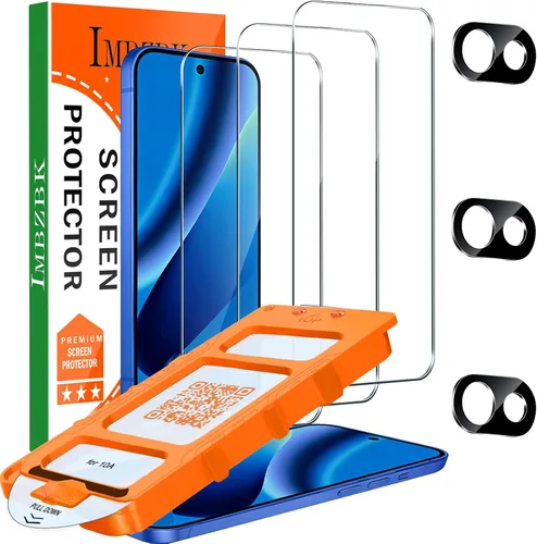 Miniatura 8 de IMBZBK [Eliminación automática de polvo] Paquete de 3 protectores de pantalla para iPhone 13 [6.1 pulgadas], película compatible con fundas, vidrio