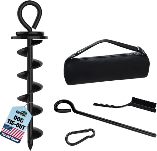 Miniatura 22 de Eurmax USA Estaca de amarre resistente para perros grandes de hasta 210 libras, estacas para perros para exteriores, anclaje de suelo para correa