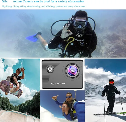 Miniatura 3 de Cámara de Acción 1080P Cámara Deportiva Tarjeta de Memoria de 32GB Cámara de Acción 4xZoom 131ft Impermeable Bajo el Agua con 2 X