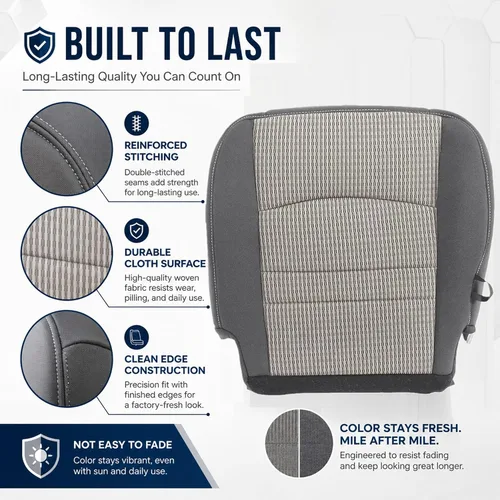 Miniatura 2 de GXARTS Funda de Asiento de Tela de Repuesto para la Parte Inferior del Lado del Conductor, Color Gris, Compatible con Dodge Ram 1500 2500 3500 4500