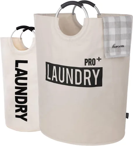 Miniatura 19 de Caroeas Cesta de Ropa de 90L (13 Colores), Cesta de Ropa Impermeable, Bolsa de Ropa con Asas Acolchadas, Cesta de Ropa, Cesta de Ropa Plegable