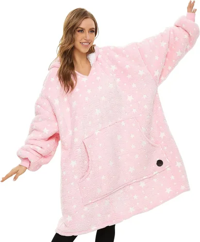 Miniatura 29 de Three Poodle - Manta con capucha portátil para niños, sudadera de sherpa de gran tamaño con capucha gigante, manta con capucha cálida y acogedora