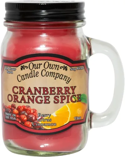 Our Own Candle Company, Vela perfumada en tarro Mason con aroma a especias de arándano y naranja, 100 horas de tiempo de combustión, 13 onzas