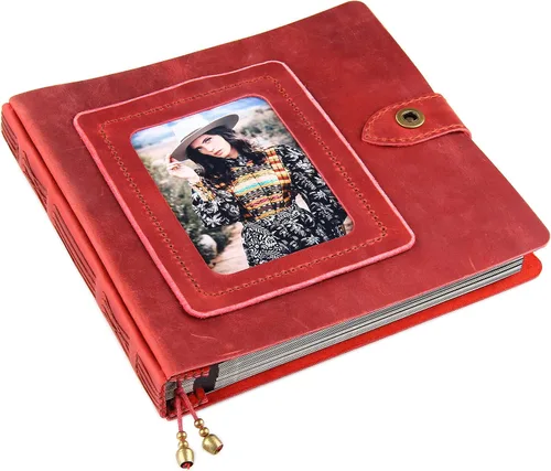 Álbum de fotos de cuero con páginas autoadhesivas, álbum de fotos de cuero a mano, álbum familiar de boda, capacidad para fotos de 3 x 5, 4 x 6, 5 x