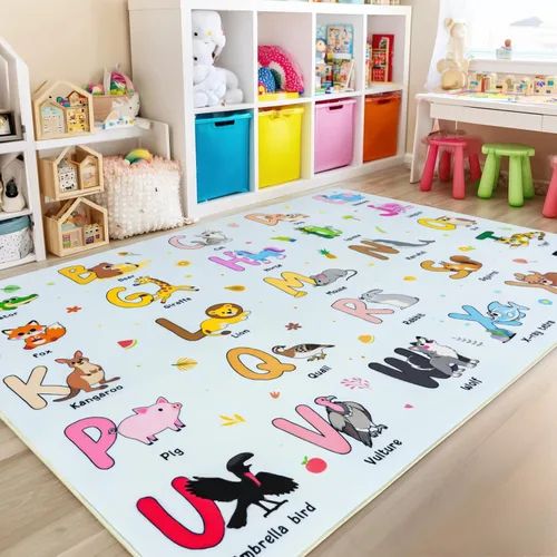 Miniatura 8 de Alfombras infantiles para sala de juegos, alfombra educativa para aprender el alfabeto ABC, suave, lavable a máquina, antideslizante, bonita