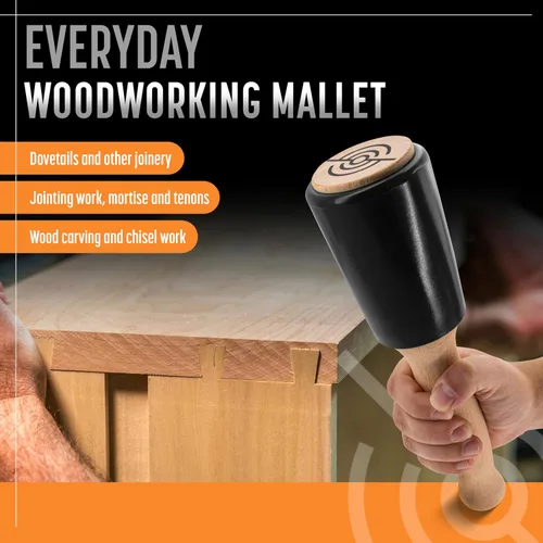 Miniatura 4 de Mazo de tallado de madera de precisión de 15 onzas para carpintería, cómodo mango de madera que reduce la fatiga de la mano, cabeza de uretano que