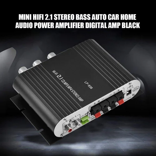 Miniatura 7 de Amplificador de graves de 2 canales 12v 15w Amplificador estéreo Amplificador digital de audio para el hogar pequeño (negro)