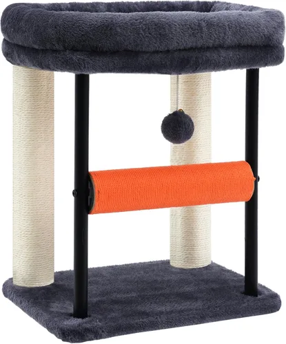 Miniatura 9 de Hey-brother Árbol para gatos, postes rascadores para gatos con cama, torre resistente con columnas totalmente envueltas en sisal y bola de juguete