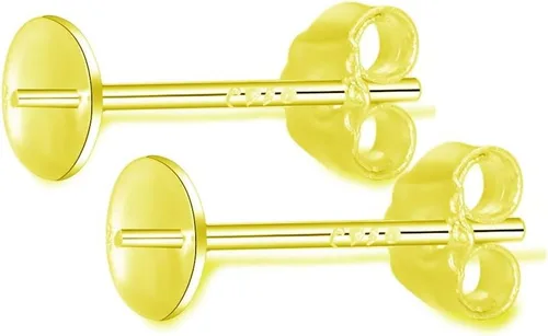 Adabele - 5 pares de aretes de plata de ley chapada en oro amarillo real, 0.035 in, pin de 0.12 pulgadas, pegamento pequeño en taza de perla, 10