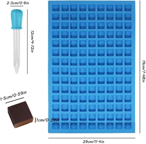 Miniatura 3 de SENHAI 2 paquetes de moldes cuadrados de silicona, 126 cavidades flexibles y antiadherentes para cubitos de hielo, moldes de gelatina de chocolate