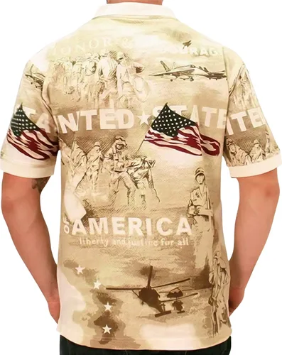 Miniatura 2 de Cotton Traders Allover Patriotic - Polo para hombre