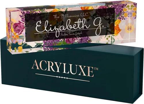 Miniatura 5 de Placa de nombre personalizada para escritorio, placas de nombre personalizadas de 2½/x8 pulgadas, acrílico transparente grueso, caja de regalo