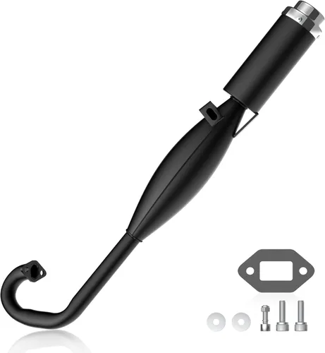 Tubo de escape de silenciador de 2 tiempos con cámara de expansión, diseño en ángulo con junta de tubo, compatible con bicicletas de bolsillo CAG