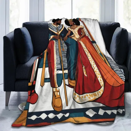 Miniatura 4 de Manta afroamericana de 50 x 60 pulgadas, regalo para amantes del rey y la reina, ultra suave, acogedora, decorativa, estilo bohemio, acogedora manta