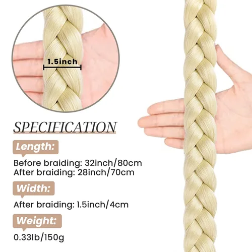 Miniatura 3 de HAIRCUBE Extensión de cabello sintético suave y natural para mujer, cola de caballo larga trenzada con banda elástica y banda elástica para el Negro
