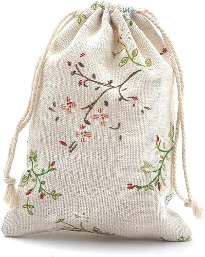KISSITTY 50 bolsas con cordón impreso con patrón de flores, bolsas de embalaje de regalo, bolsas de almacenamiento de tela para regalos de joyería,