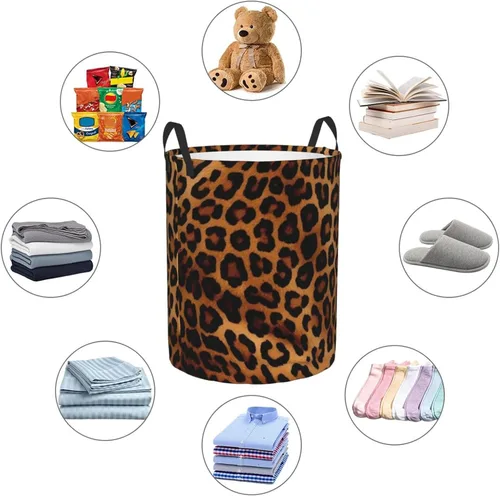 Miniatura 6 de Cool Cheetah Leopard print Circular Hamper Waterproof Storage Bin Organizer Basket Laundry Hamper With Handles For Clothes Toys Small