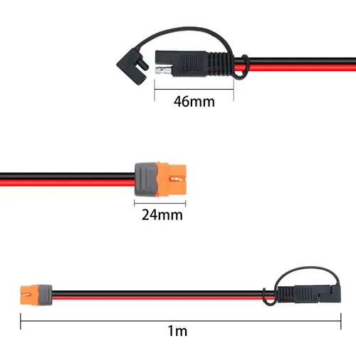 Miniatura 3 de Adaptador de conector SAE a XT60I-F, cable de 12 AWG, conector de panel solar SAE, con adaptador inverso para estación de energía portátil