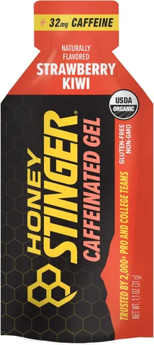 Miniatura 2 de Gel de energía de fresa y kiwi orgánico de Honey Stinger, con cafeína y sin gluten con miel orgánica, para ejercicio, running y rendimiento