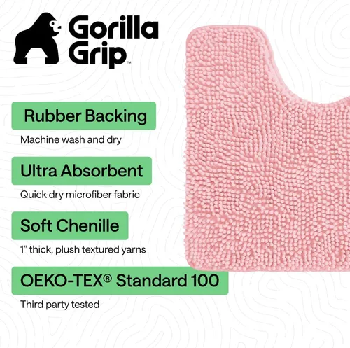 Miniatura 367 de Gorilla Grip - Tapete de baño de felpilla gruesa, suave y absorbente, secado rápido, de microfibra, con reverso de caucho, para piso de ducha, Nube