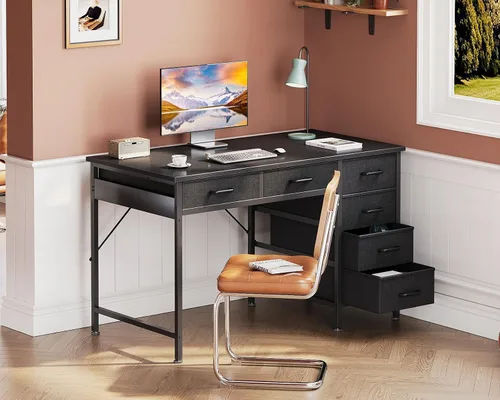 Miniatura 2 de Casaottima Escritorio pequeño para computadora de 40 pulgadas con 6 cajones, escritorio de almacenamiento reversible para oficina en casa, mesa