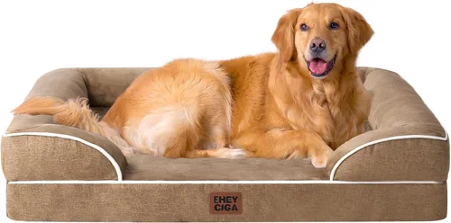 Miniatura 44 de EHEYCIGA - Cama ortopédica para perro grande, impermeable, de espuma viscoelástica y espuma tipo caja de huevos, bordes elevados, antideslizante