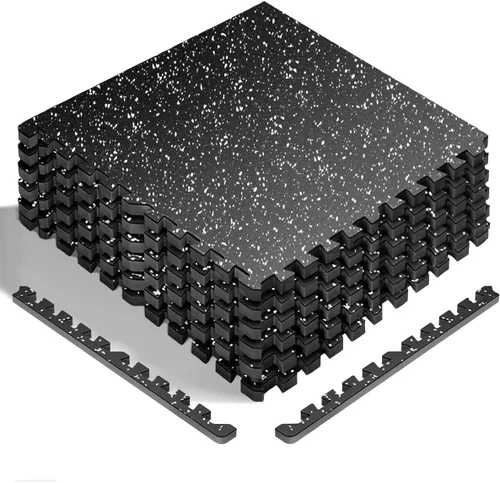 Miniatura 9 de HAPBEAR 0.56'' Thick 12 Pcs 48 Sq Ft Exercise Equipment Mats - High-Density Rubber Top EVA Foam Interlocking Mats, 24x24in Tiles, Heavy-Duty 12