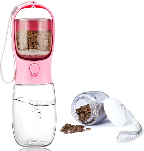 Miniatura 26 de Botella de agua para perros con recipiente para alimentos, dispensador de agua portátil a prueba de fugas para mascotas, para caminar, senderismo