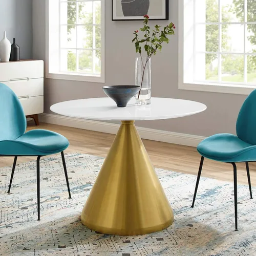 Miniatura 24 de Modway Tupelo - Mesa de comedor cuadrada de 28 pulgadas, color dorado y blanco