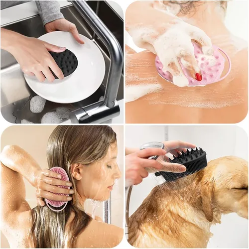 Miniatura 7 de Exfoliante corporal de silicona, esponja de silicona, 2 piezas de esponja de ducha, exfoliante de silicona para ducha, cepillo de silicona 2 en 1