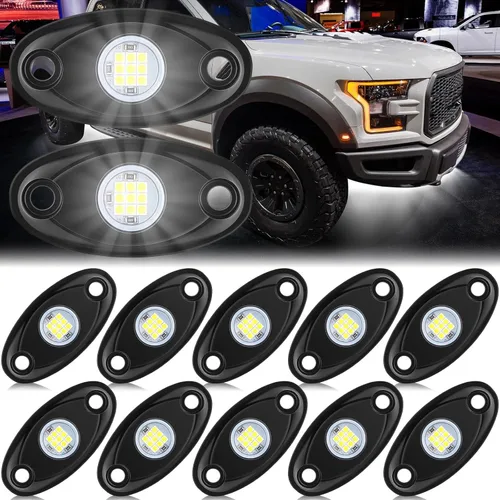 Macarrie 12 Pods Luces LED Rock para Coche SUV Luces Underglow Impermeables Neón Trail Rig Lámpara Iluminación para Camión Motocicleta Barco ATV UTV