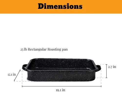 Miniatura 3 de Granite Ware Bandeja abierta para asar con rejilla plana (negro moteado) - Capacidad para hasta 25 libras de aves de corral o asado.