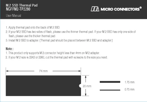 Miniatura 6 de Micro Connectors Micro Connectors M.2 SSD Almohadilla de enfriamiento térmico (NGFFM2-TP2280) Azul