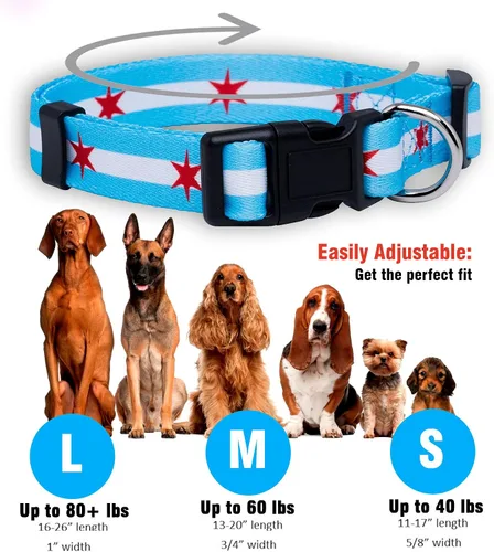 Miniatura 3 de Native Pup Collar de perro con bandera de Chicago (Chicago Big Stars, L)
