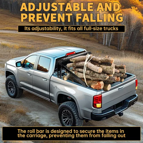 Miniatura 5 de KUAFU Baúl de Transporte con Barra de Enrollado Ajustable Compatible con Camiones de Tamaño Completo 04-24 F150 F-150 07-18 Silverado Sierra 1500