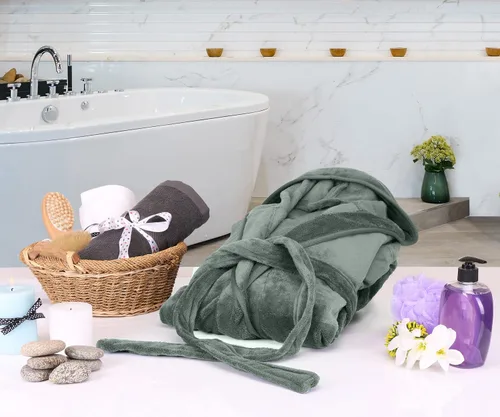Miniatura 6 de NY Threads - Bata de baño de vellón con capucha para mujer, larga y afelpada