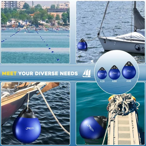 Miniatura 7 de Pair of Vinyl Boat Buoy Balls, 11.4 x 13.8 Inches Round Boat fenders Ball for Boat Mooring Buoys, Anchor Float Buoy and Mooring Fender