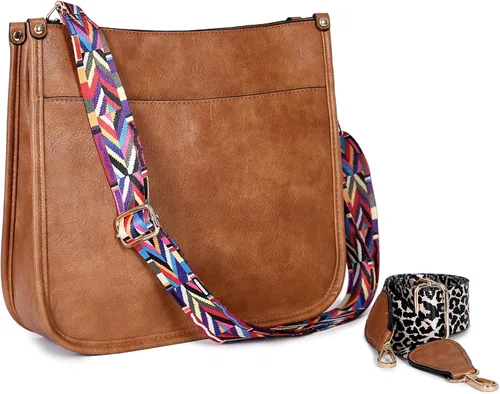 Bolso de hombro para mujer, bolso cruzado vintage con correa de guitarra de leopardo, bolso Hobo