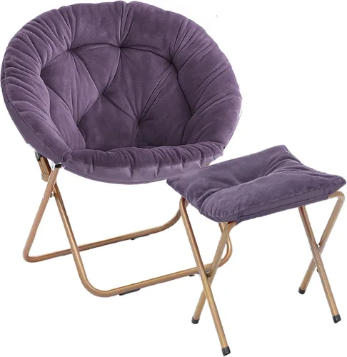 Miniatura 19 de Magshion Silla plegable para adultos con otomana, silla de lectura circular para dormitorio, sala de estar y dormitorio, asiento decorativo cómodo
