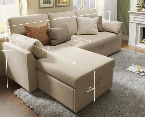 Miniatura 2 de VanAcc - Sofá cama con sofá cama extraíble de 2 en 1 con sofá cama extraíble con chaise de almacenamiento para sala de estar, cómodo sofá cama, Beige