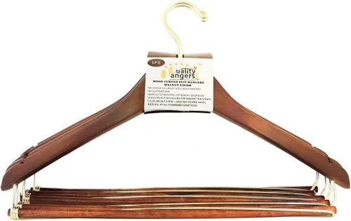 Miniatura 6 de Quality Hangers Perchas de madera hermosas y resistentes para trajes, perchas curvadas ideales para viajeros, perchas resistentes con barra