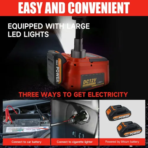 Miniatura 3 de E-HEELP Gato eléctrico para automóvil de 5 toneladas, sin cable, batería de 18 V, gato hidráulico de piso con control remoto, kit de cambio
