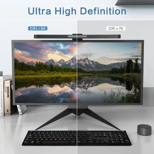 Miniatura 3 de Barra de luz curva para monitor ONWAY con control remoto inalámbrico, barra de luz para monitor con atenuación automática y base para cámara