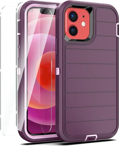 Miniatura 40 de YmhxcY Funda para iPhone 12/iPhone 12 Pro [2 Protectores de Pantalla de Vidrio Templado] Cubierta Duradera de 3 Capas A Prueba de Caídas/Funda