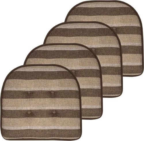 Miniatura 53 de Sweet Home Collection - Cojín de espuma viscoelástica para silla con capitoné, antideslizante, parte trasera de goma, en forma de U, 17 x 16 Piel