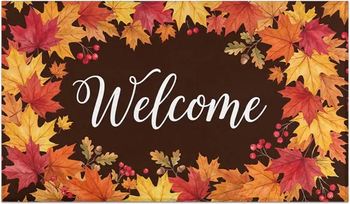 Miniatura 14 de Fall Door Mat Outdoor, Autumn Pumpkin Welcome Mat Fall Decorations Non-Slip Thanksgiving Doormat Low Profile for Home Indoor Outdoor Decor